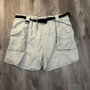 Worldwide Sportsman Mens 2XL Tan Fishing Shorts Lined Cargo Pockets Belted